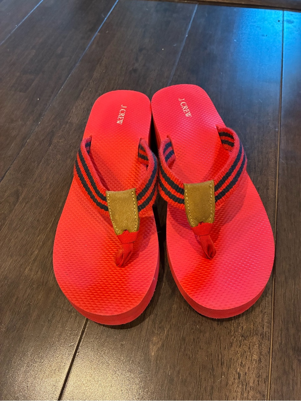 J Crew red flip flops, size 8